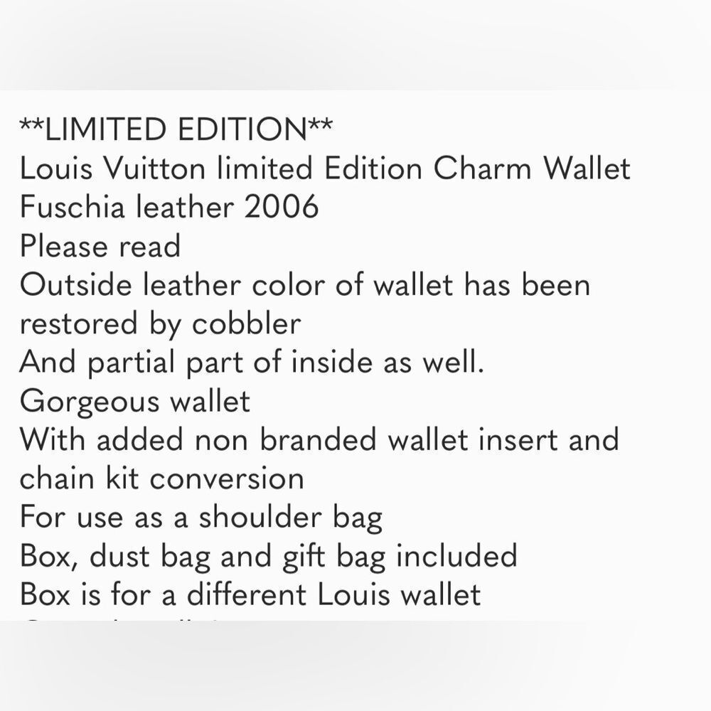 *Authentic* Louis Vuitton *Limited Edition* Charm Wallet Fuschia leather Wallet - Picture 6 of 16
